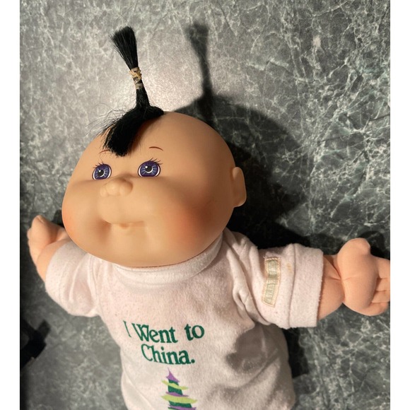 Vintage 1988 Cabbage Patch Doll Black Hair Blue Eyes Mattel First Edition 14" - Picture 8 of 10